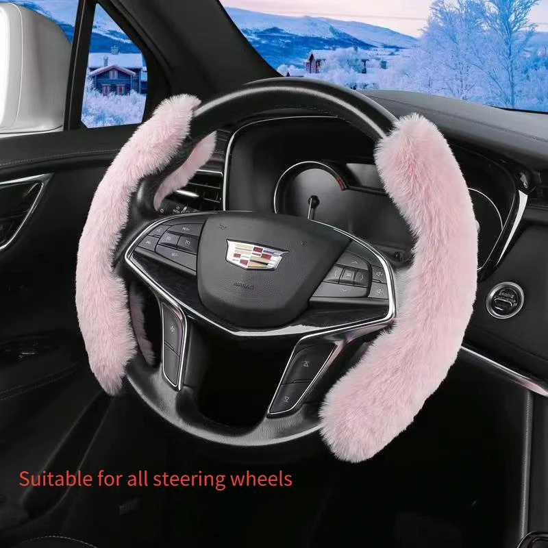 

Car Steering Wheel Cover for Girls Female Winter Plush Cute Cartoon Interior Furry Decoration 38cm Warmth Handle Cover