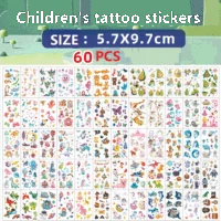 60PCS New Temporary Tattoo Sticker for Children Kids Waterproof Tattoos Festival Glitters Face Girls Boy Child Mini Fake Tattoo 1