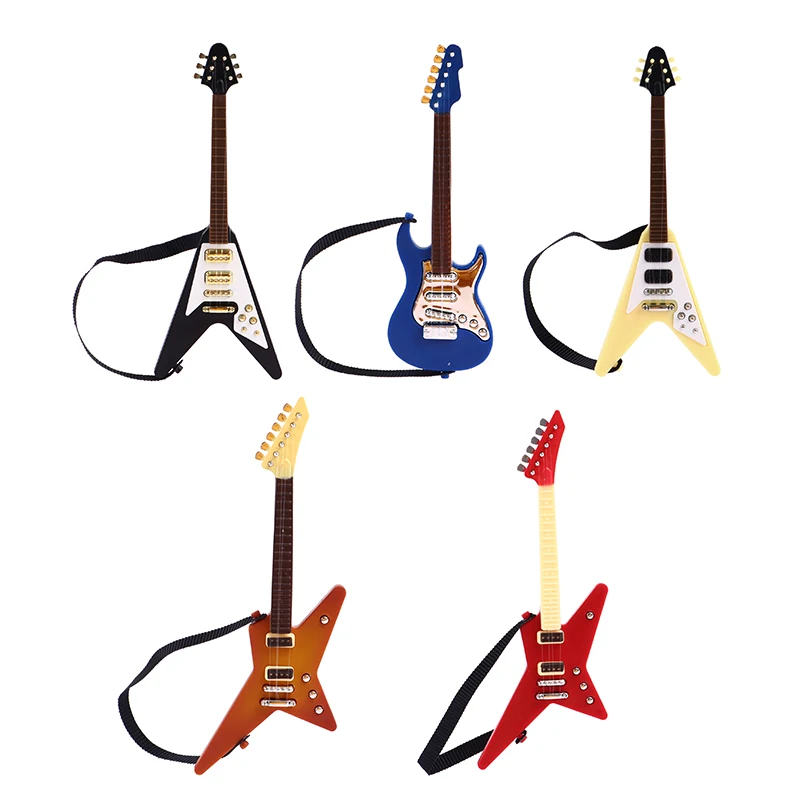 112 Dollhouse Miniature Mini Classic Guitar Model Toy For Kids Instrument For Home Decoration