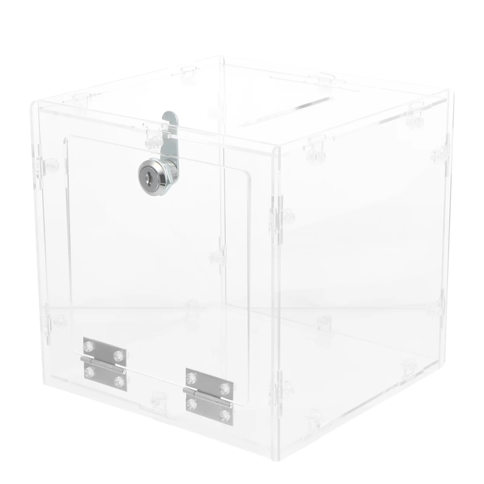 Ballot Display Box Donation Box with Easy Open Door Box with Lock for Voting Charity Suggestion Container