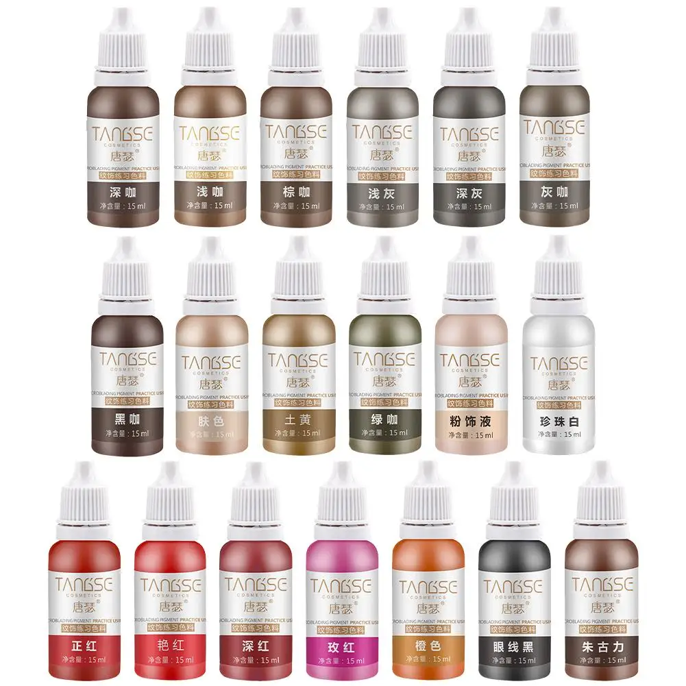 15ml Practice Tattoo Ink Set Permanent Makeup Eyebrow Lips Eye Line Tattoo For Semi Permanent Makeup Eyebrows Lips Tint Consumab tattoo ink tattoo ink pigment tattoo ink kit