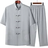 Tang Suit (top + Pants) Men's Fashion Business Collar Embroidered Disc Buckle Chinese Style Lay Dress Han Dress Tai Chi Suit 3