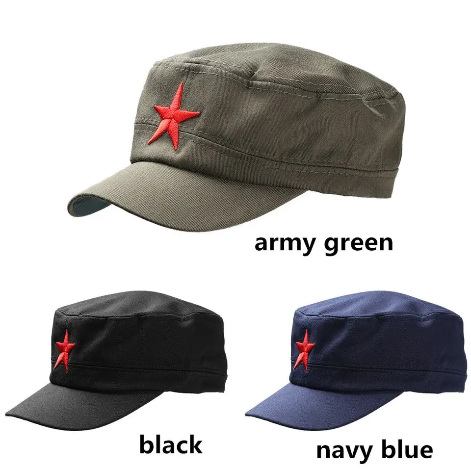COOLSOME, Cappello Militare Vintage con Stella Rossa - Verde - Taglia Unica