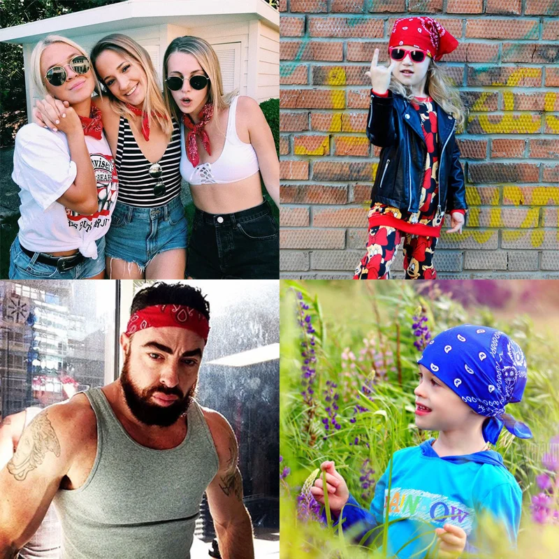 Bohemian Print Bandana Paisley Pattern Headbands Hiphop kerchief Outdoor Unisex Headband Wrist Wraps Face Mask Handkerchief