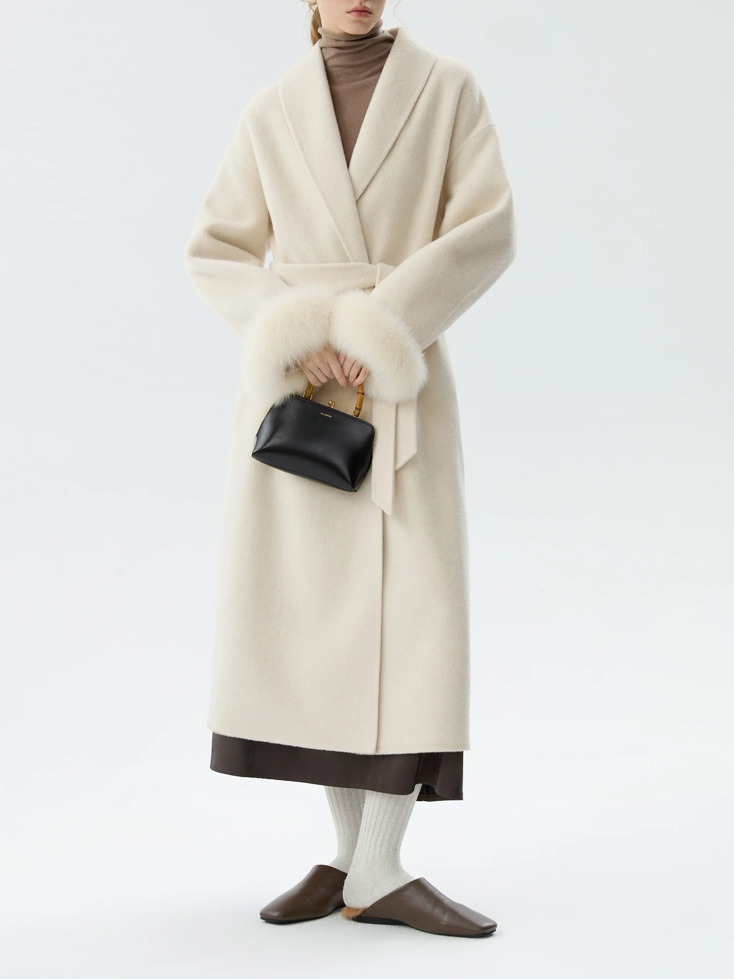 FSLE Office Lady Spotted Woolen Commuting Shoulder Strap Dress for Women Winter 2024 High-end Versatile Dress 24FS14534 main image 1