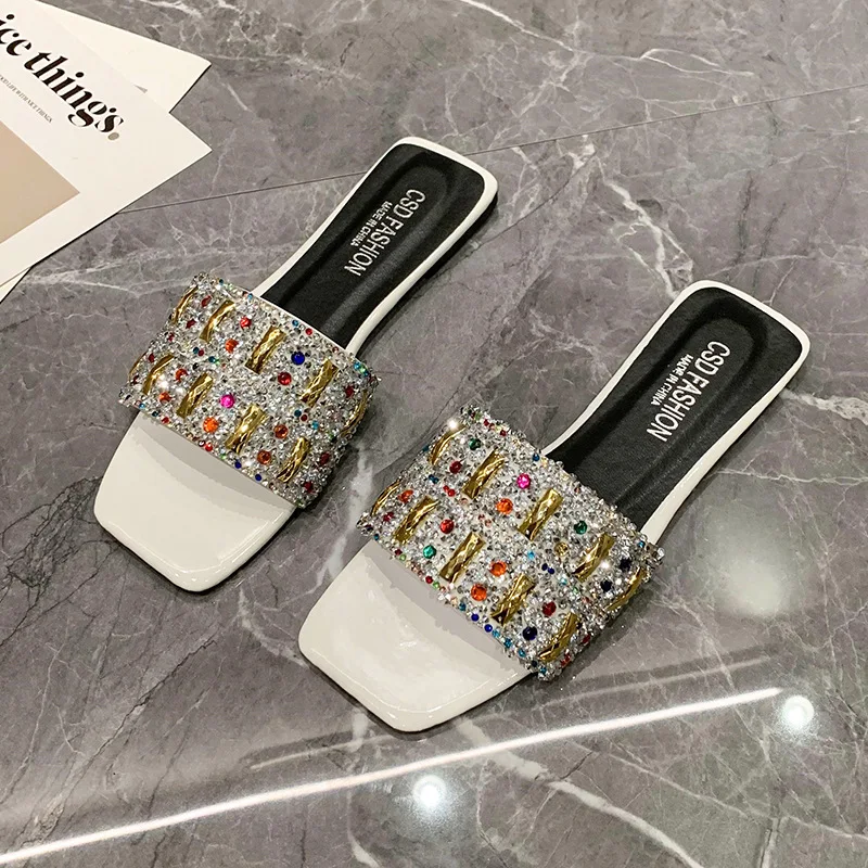 Slippers for Women Shiny Rhinestone Sandals Women Outdoor Beach - Main Image