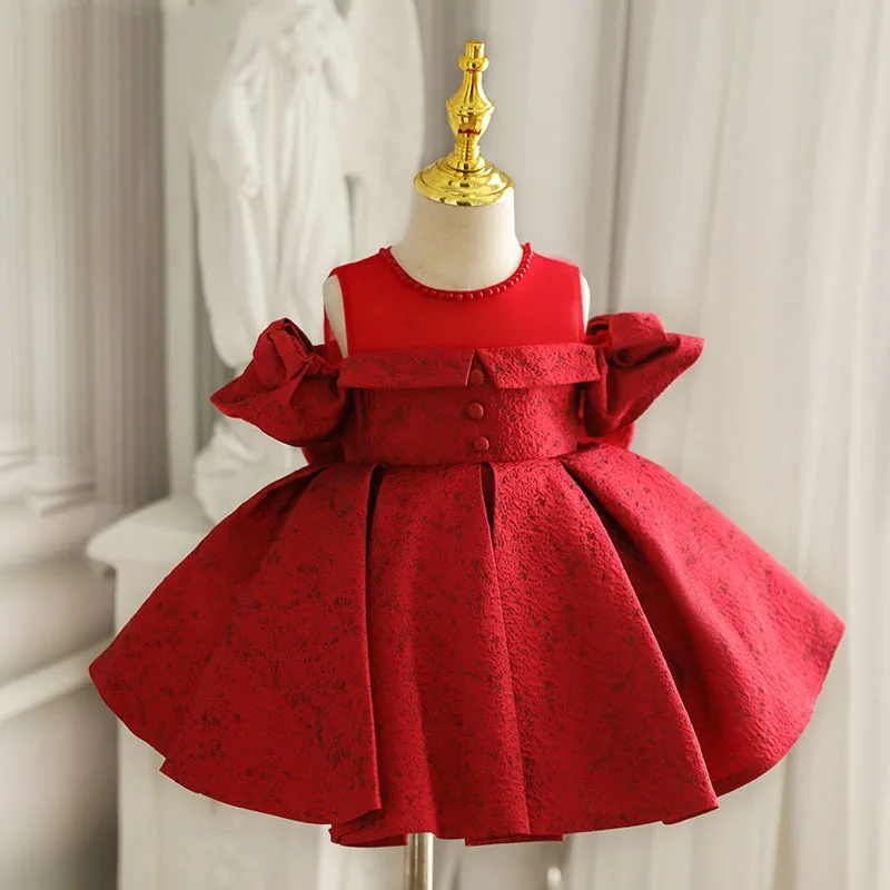 Mode Rode Peuter Meisje Feestjurk 1 Jaar Baby Meisje Eerste Verjaardag Gown Baby Nieuwjaar Kerst Kleding - AliExpress