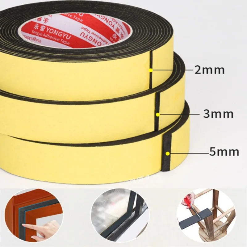 Strong Adhesion Black EVA Foam Sponge Rubber Strip Tape Waterproof Single  Sided Adhesive Anti-collision Window Door Seal Strip - AliExpress