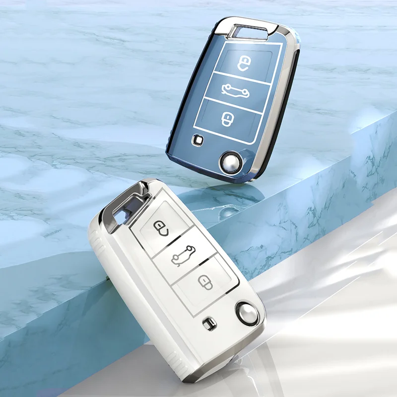 

Чехол для автомобильного ключа из ТПУ для VW Volkswagen Golf 7 MK7 Tiguan MK2 для SEAT Ateca Leon FR 2 Ibiza