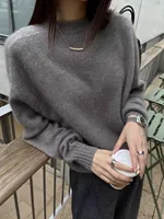High-grade turtleneck 100 pure cashmere sweater women's autumn and winter thick sweater loose wool knit - Image 4