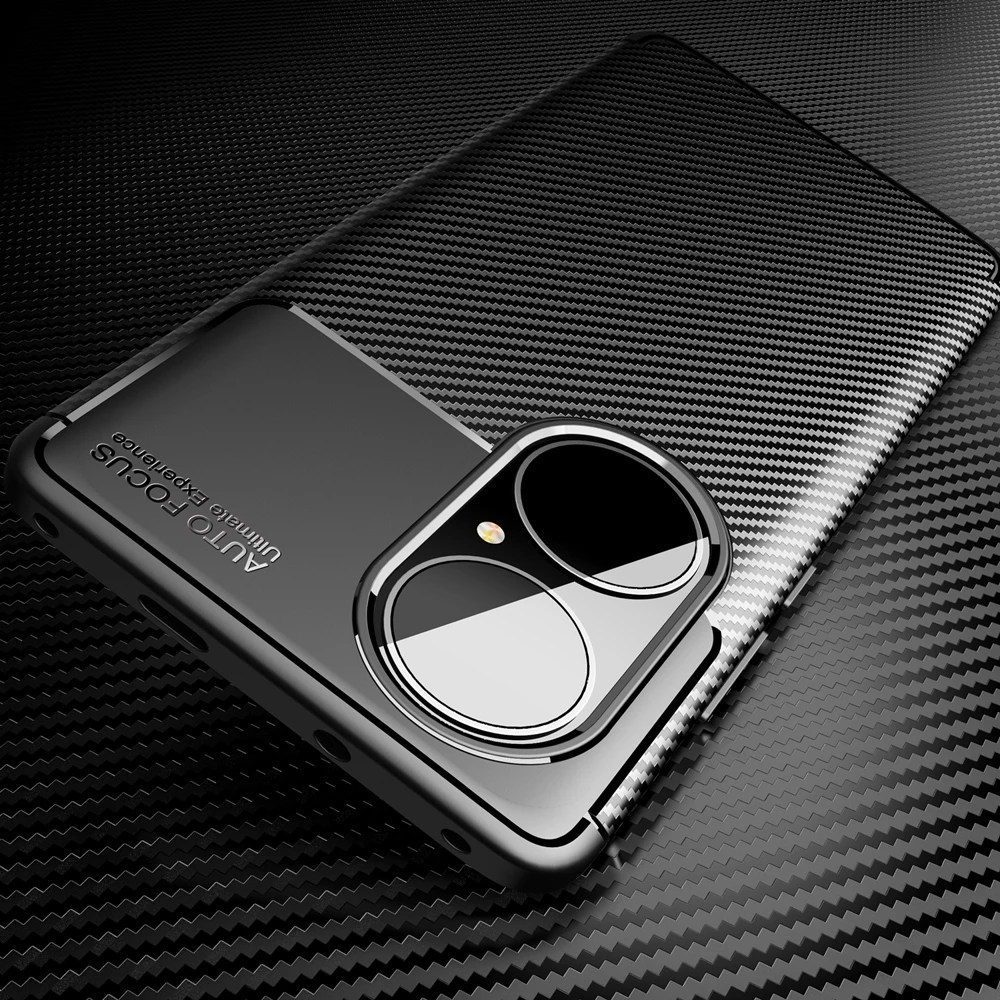 Carbon Fiber Pattern Luxury TPU Bumper Cover Fundas For Huawei P50 Pro Shockproof Case Coque Protective Shell