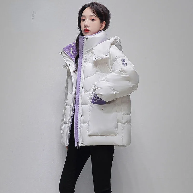 2023 New Women Down Jacket Winter Coat Female Warm Thick Parkas Loose Large Size Outwear Stylish Casual Hooded Overcoa M-XL