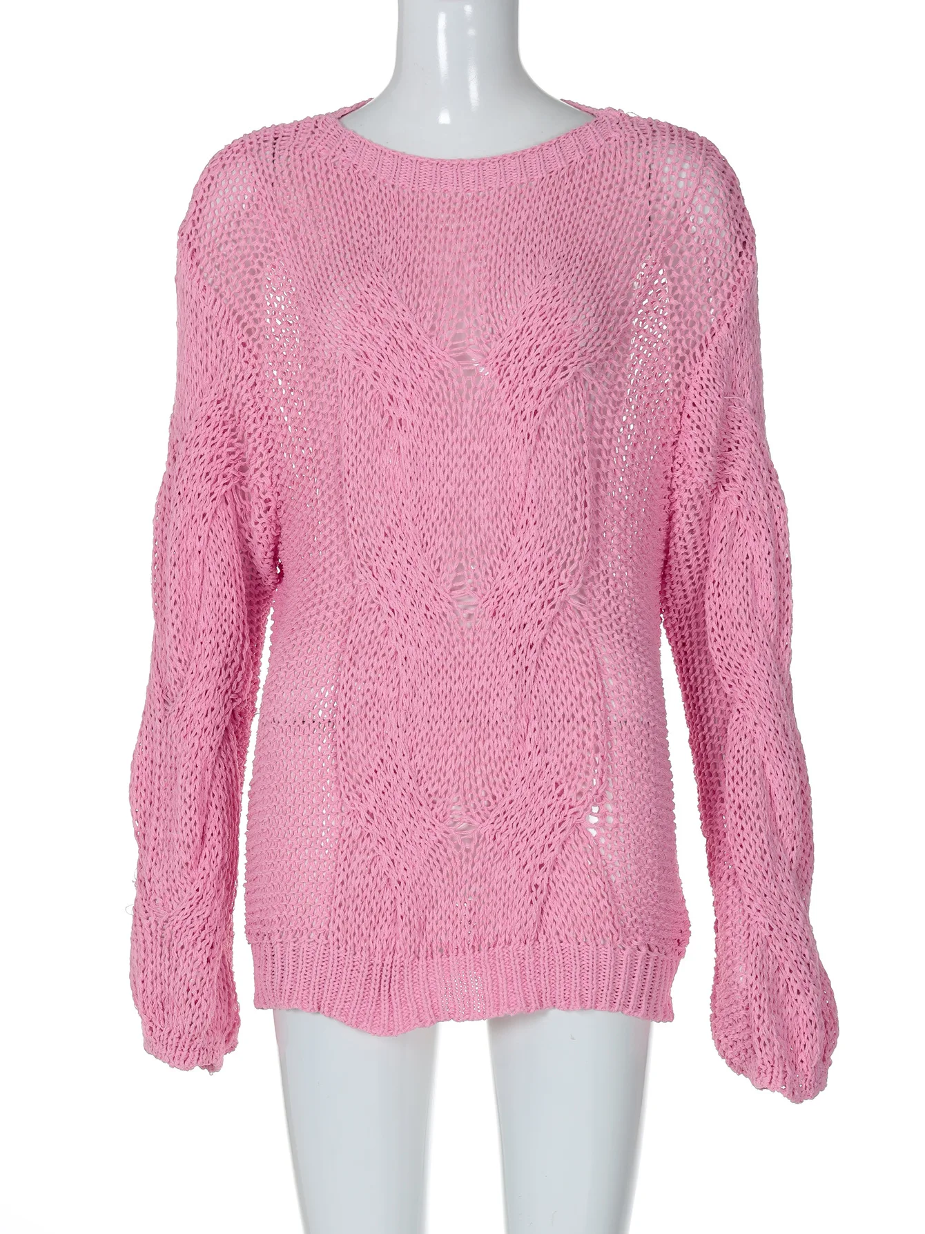 Casual Knitwear Sweater Pullover Female Loose Fashion See-Through Autumn Beach Holiday Clothes Women's Knit Pullover