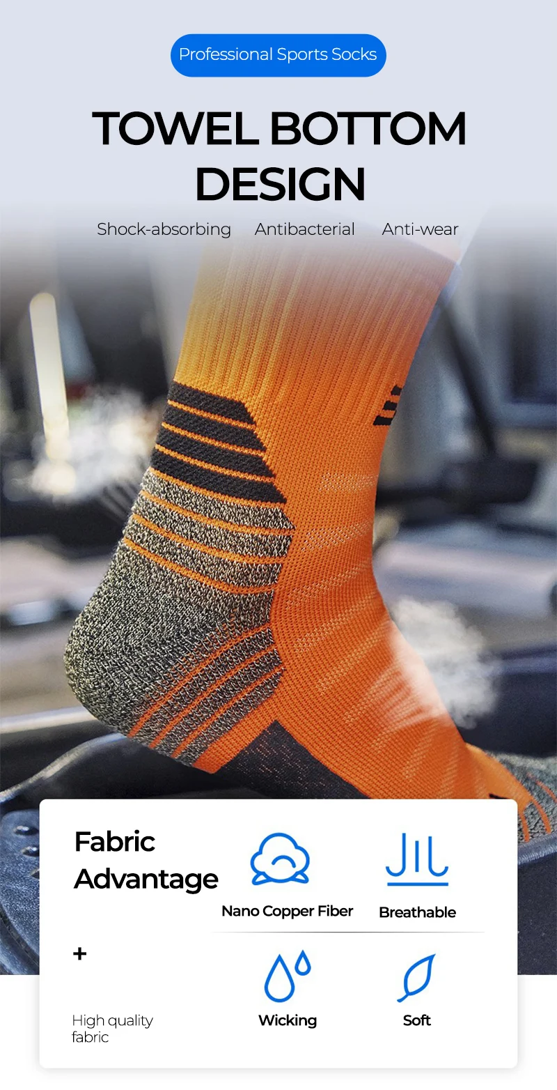 Deodorant Nano Kupfer Sportsocken für Herren, antibakteriell, Basketball, Klettern, Sommer, Kompression, MTB, Radfahren, Fahrrad, Laufen – Detail 9