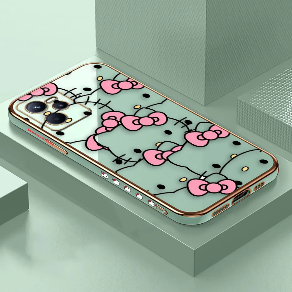 thumbnail image 1 of Pink Art Hello Kitty Cat Cover Smooth E-TPU Phone Case REALME GT 2 NEO3 MASTER 7 8 8I 9 9I 10 11 PRO C30 C33 C35 C53 C55 5G Case, 1 of 5