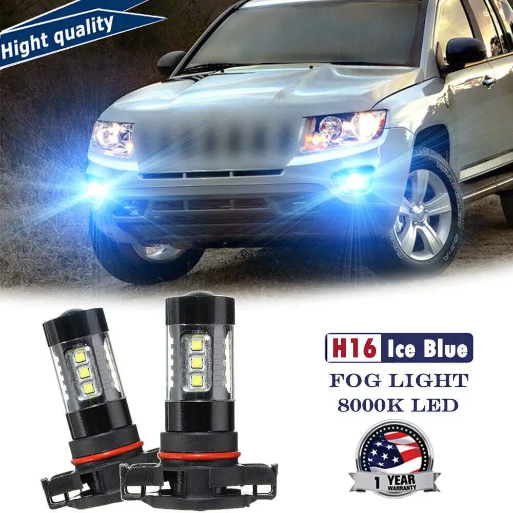 

New Arrival 80W H16 5202 8000K LED Bright Fog Light Bulbs For Jeep Compass 10-13