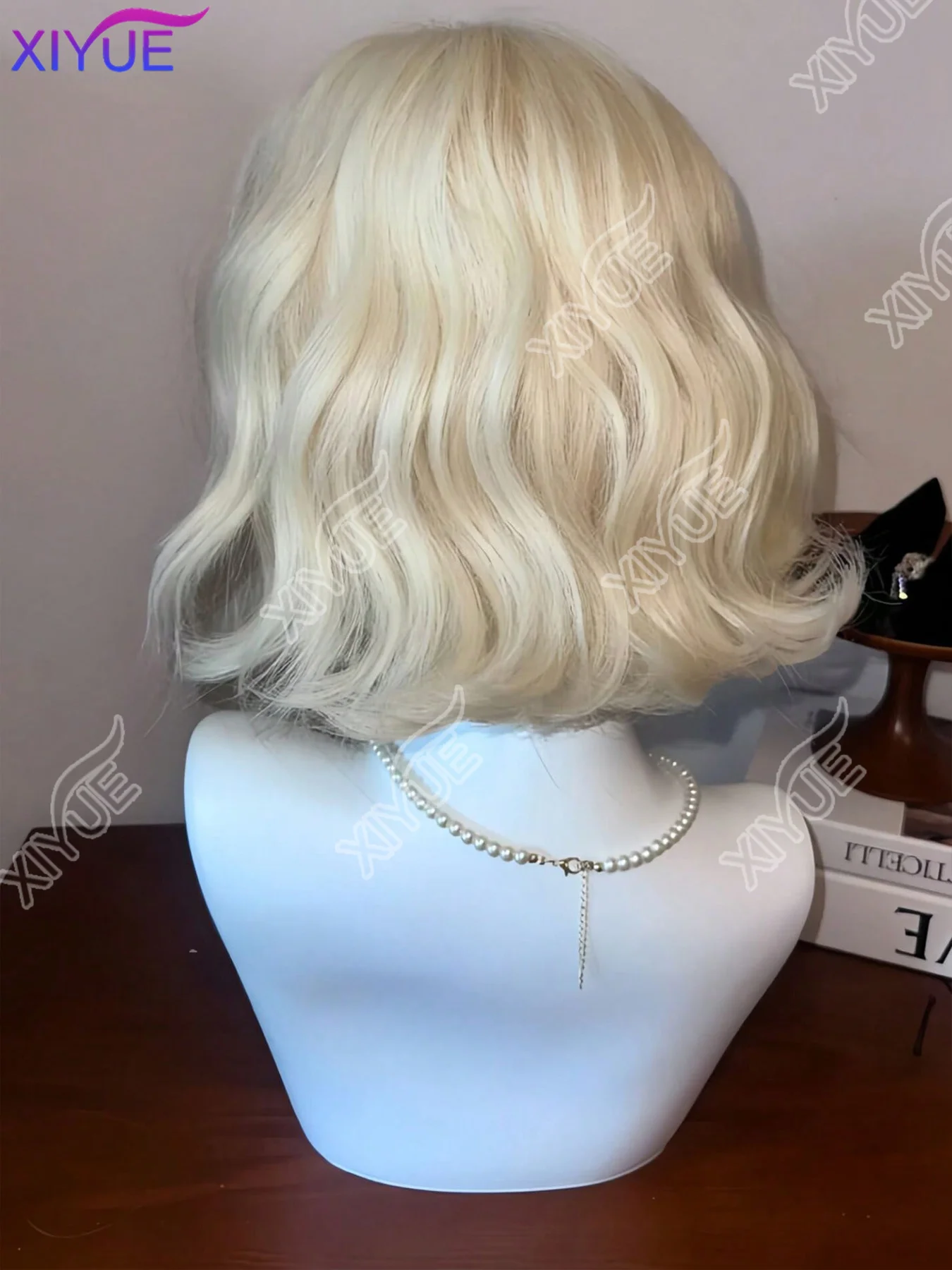 XY Blonde BOBO Synthetic Wigs Short Natural Wave Hair Wig For Women Party Daily Heat Resistant with Bangs Platium Golden Lolita