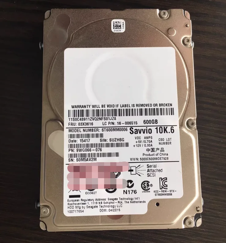 For 03X3616 03T7738 600G 10K 2 5 SAS ST600MM0006 server hard drive