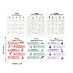 30 - Day Chair Exercise Plan Poster Set for Seniors Fitness and Yoga (6pcs)