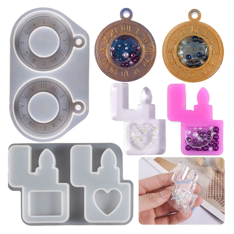 DIY Epoxy Resin Mold Shaker Molds Watch Shaped Pendant Silicone Resin Moulds Jewelry Tools Jewelry Accessories DropShip silicone moulds soap molds french wax mould hand making mold hand making accessories for wax crafts