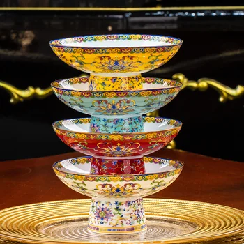 Piatto da frutta in ceramica con ornamento da tavolo, colore sottosmalto di grande capacità, adatto per il soggiorno, caramelle per il rinfresco domestico, retrò cinese 1