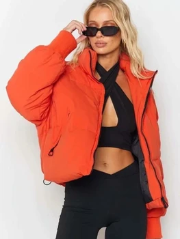 Autumn Winter Women Jacket Warm Thicken Streetwear Oversized Parkas Long Sleeve Zipper Pockets Outerwear Chic Coat New 1