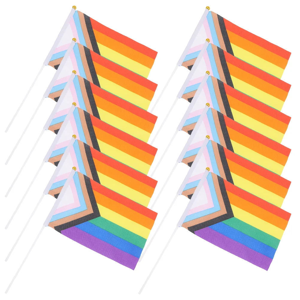 

Rainbow Ornament Flag Comprehensive Outdoor Courtyard Hand-waved Decoration Event Holiday 100pcs (14x21cm (with 30cm Pole)
