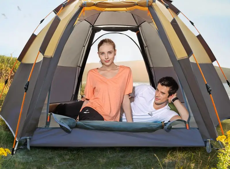 Outdoor Hexagonal Automatic Tent Rain Protection Sunscreen Folding Automatic Speed Open Portable Beach Picnic Camping