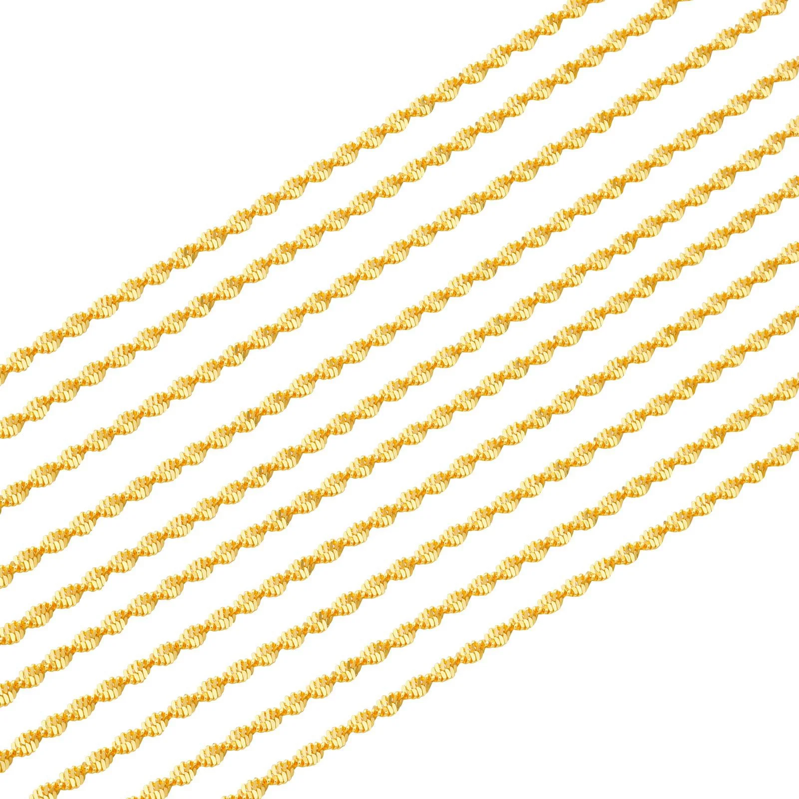 

Fashion Jewelry Gold Color Double Water Wave Chain Women's Lobster Clasp Wedding Party Gift 2.5MM