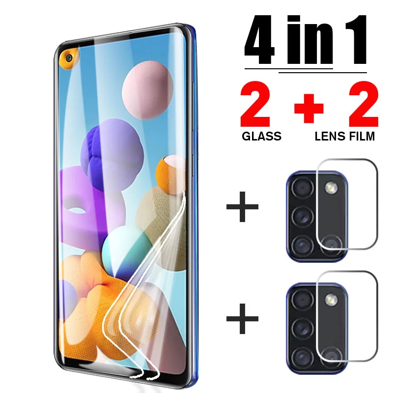 

4in1 Screen Protector Hydrogel Film For Samsung S21 Ultra S20 FE S21 Screen Protector Glass For Samsung A52 A51 A72 A71 A32 A12