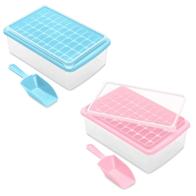 Ice Cube Tray with Lid and Storage Bin for Freezer, Easy-Release 55 Mini  Nugget Ice Tray with Spill-Resistant Cover, Container, Scoop, Flexible  Durable Plastic Ice Mold & Bucket, BPA Free - Blue 