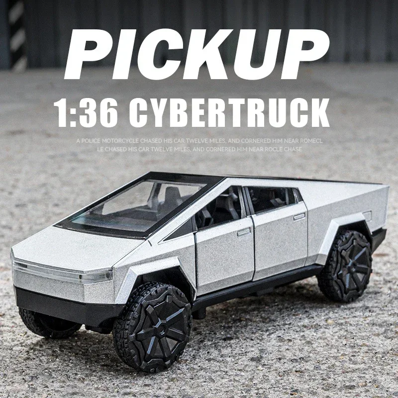 

1:36 Tesla Cybertruck Alloy Car Model Diecasts Vehicles Toy Cars Sound Light Pickup Truck Kid Children Christmas Gift Boy Toy
