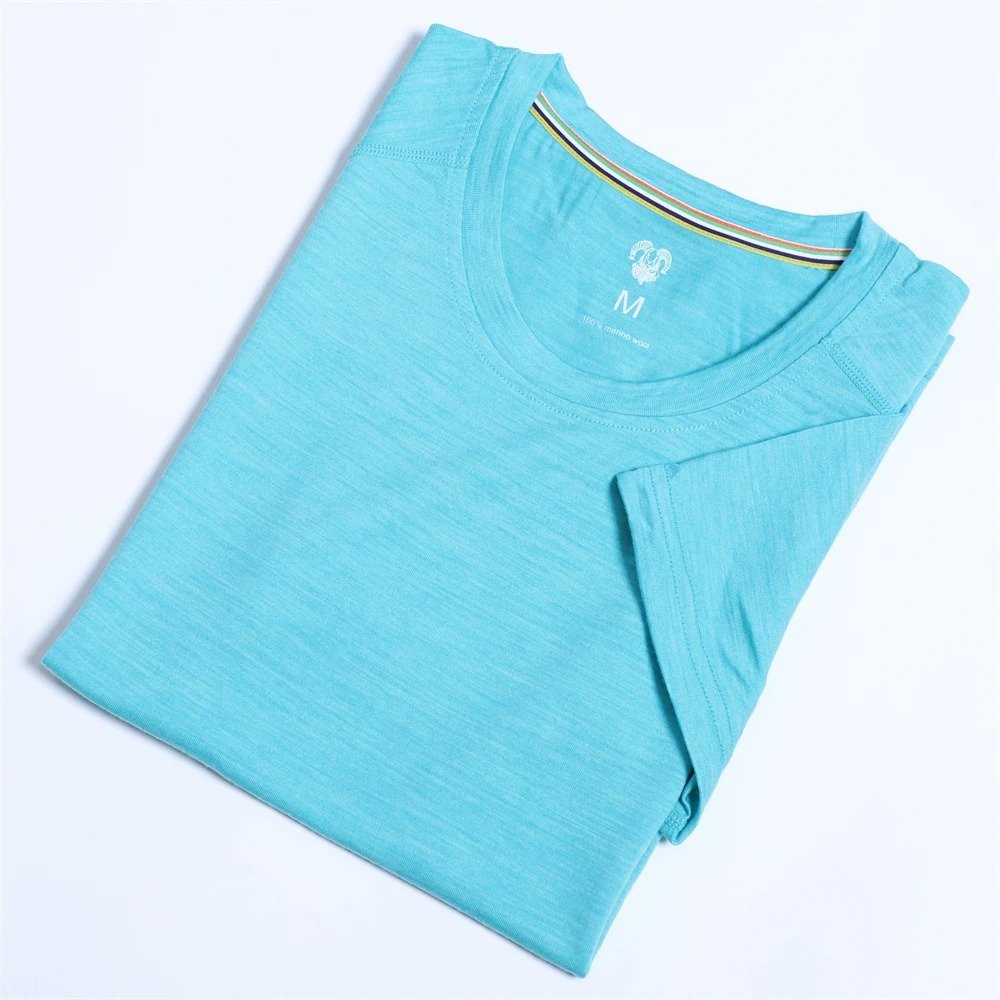 T-Shirt für Damen aus 100 % Merinowolle, leichtes Merino-Basisschicht-T-Shirt, kurzärmelig, atmungsaktiv, USA-Größe 144_voghion.com