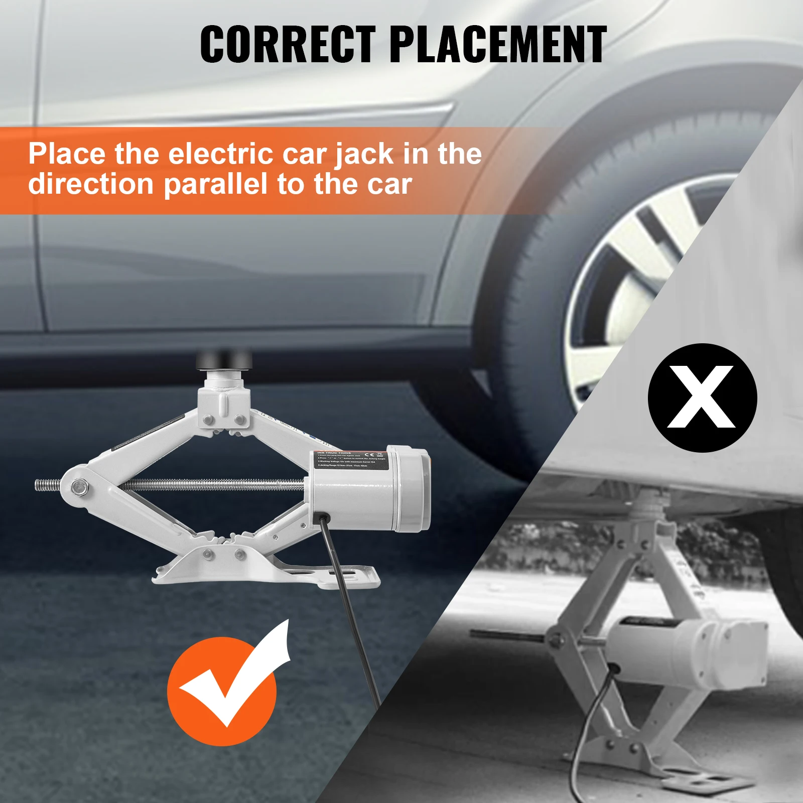 Cric électrique Portable pour voiture, 12V DC, 3 tonnes, ciseaux