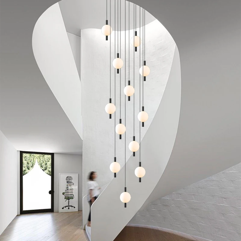 StairChandelierLightingModernLuxuryLivingRoomLampsMinimal