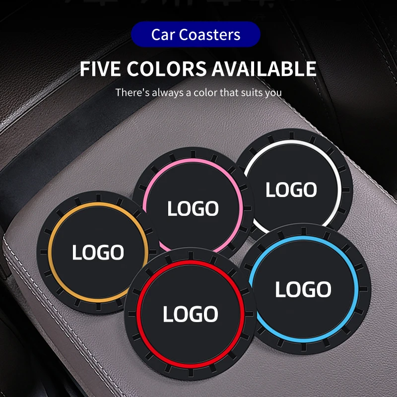 2PCS Car Coasters Water Cup Slots Non-Slip Mat Waterproof Cup Pad For Seat Cupra FR Leon Ibiza Ateca Formentor E-Racer Alhambra