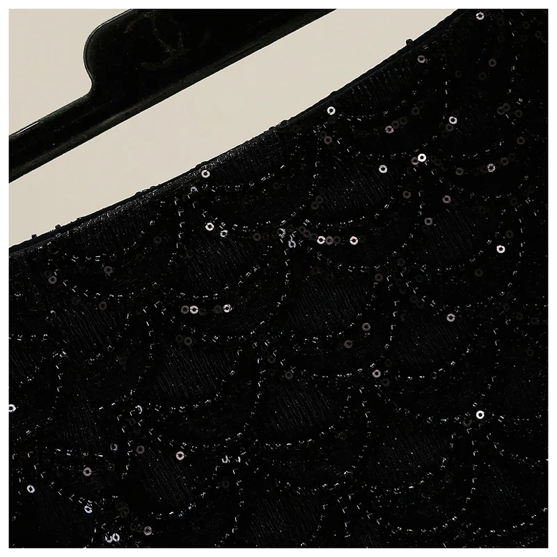 Mode Bling Röcke Hohe Taille Pailletten Und Perlen A-line Mujer Mini Rock Casual Sexy Frauen Kleiden – Detail 3