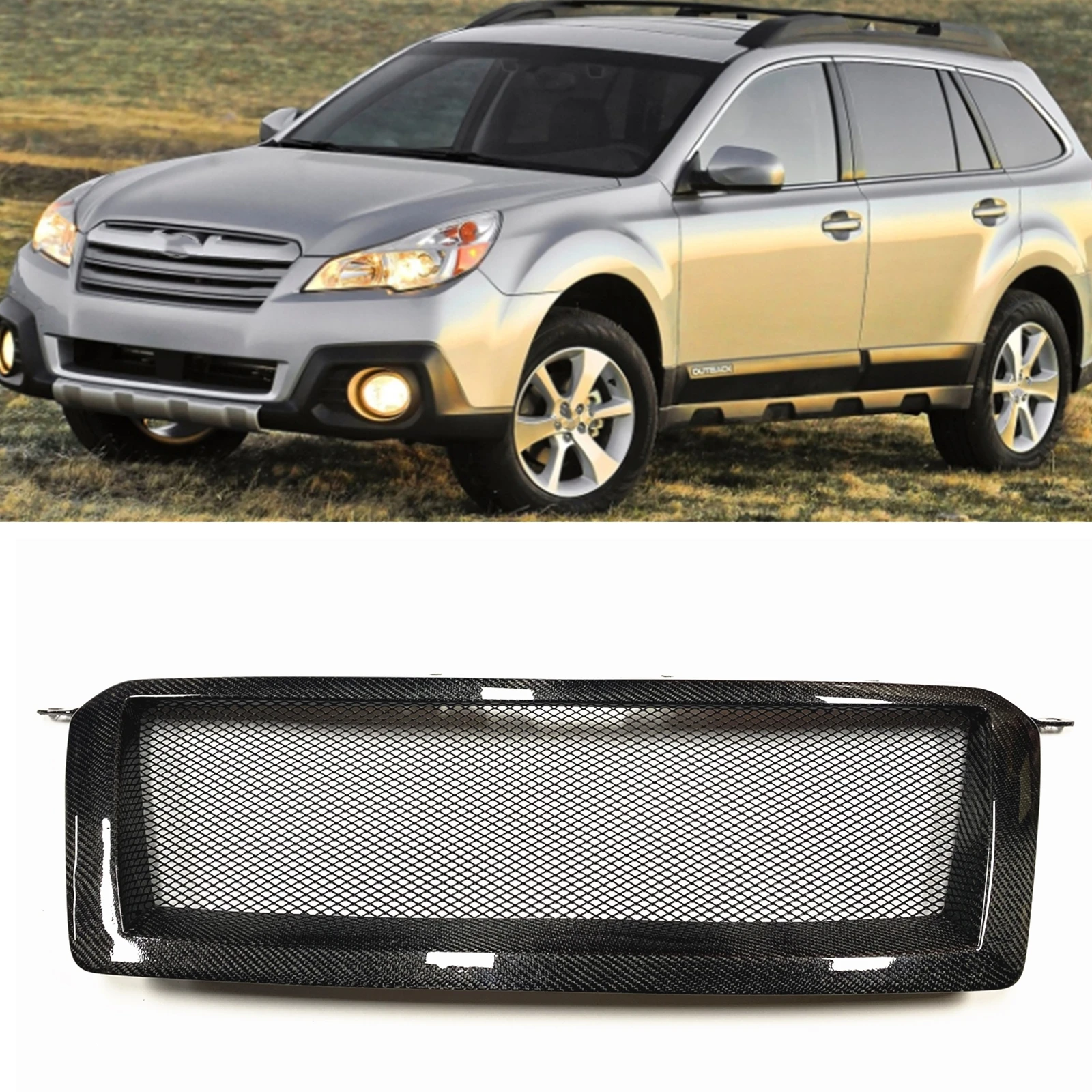 Front Grille For Subaru Outback 20132014 Sedan 4 Door Real Carbon