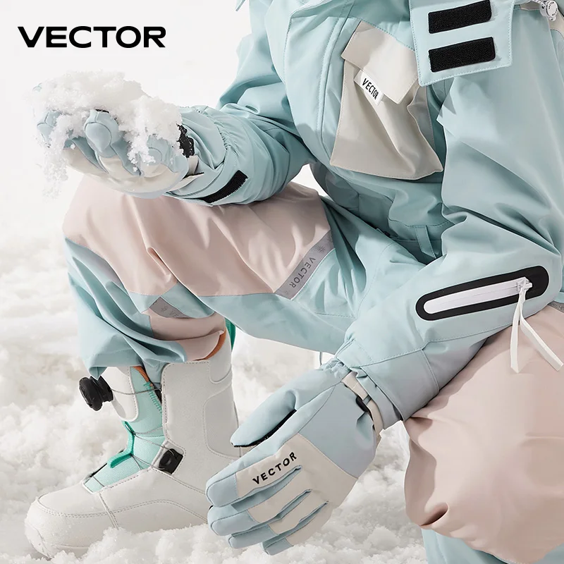 VECTOR Warm Ski Gloves Children's Winter Wool Waterproof Warm Children's Ski Gloves Ski Gloves 3M Cotton Heated Gloves 6