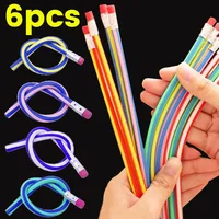 6/1Pcs Magic Bendy Flexible Soft Pencil with Eraser Colorful Creative Novelty Bend Pencils for Kids Student Gift School Supplies
