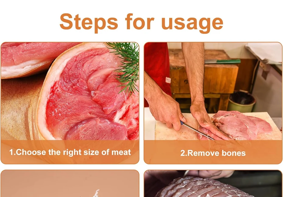 Description Picture 6 of item3/5/8M Meat Netting Roll Ham Sausage Net Sock Elastic Netting Beef Netting Butcher's String for Meat Cooking Meat Sausage Making