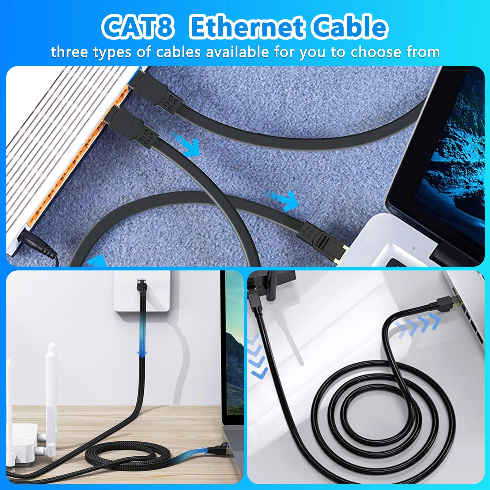 Ultra-Fast Cat 8 Ethernet Cable — 40Gbps High-Speed Network Cable