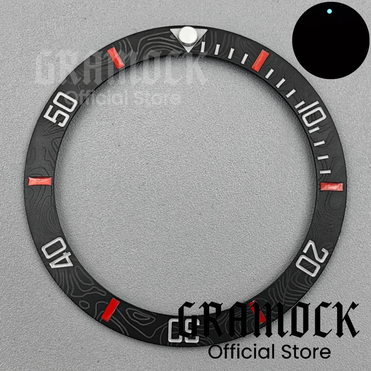 Carbon Fibre Tilted Ceramic Bezel with Blue Luminous Accents