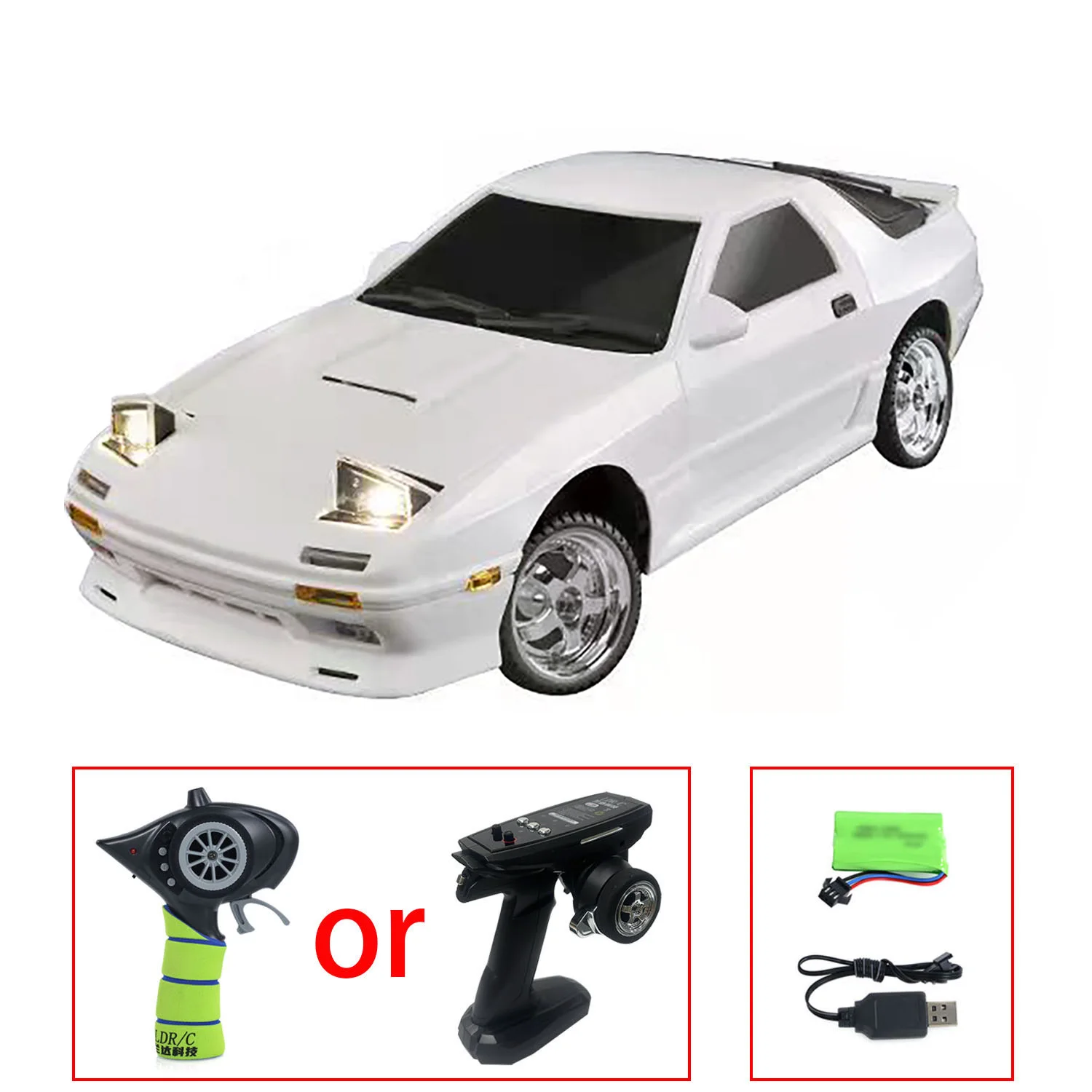 LDRC 1/18 RX7 RWD Voiture RC Drift avec Gyroscope - Blanc