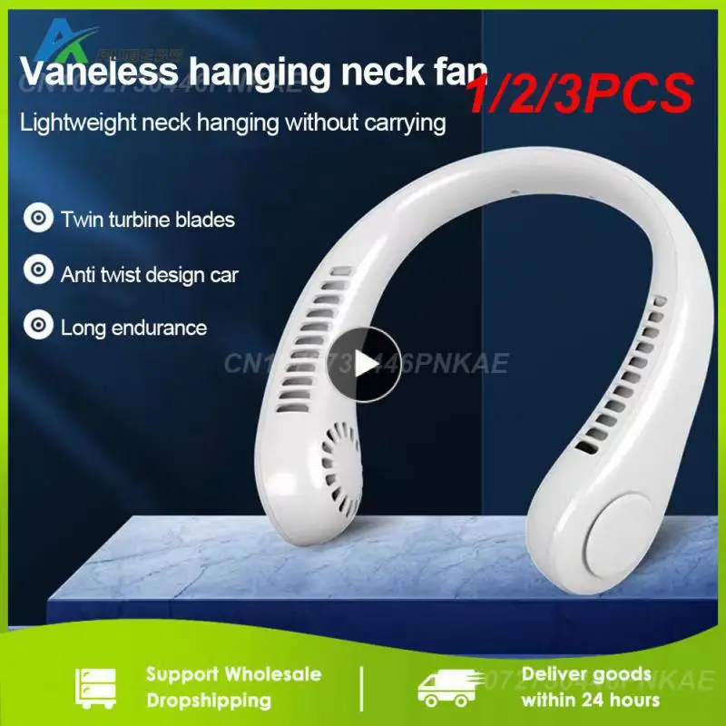 

1/2/3PCS Portable Hanging Neck Fan USB Rechargeable Silent Sports Neckband Fan 3 Gears 2000mAh Cooling Without Blades