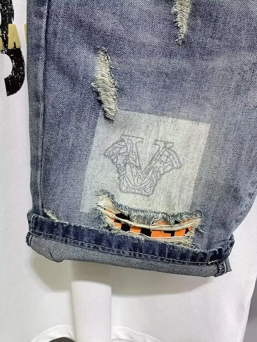 Men's Jeans Ripped Shorts Summer New Fashion Casual Vintage Slim Fit Denim Shorts Streetwear y2k jeans