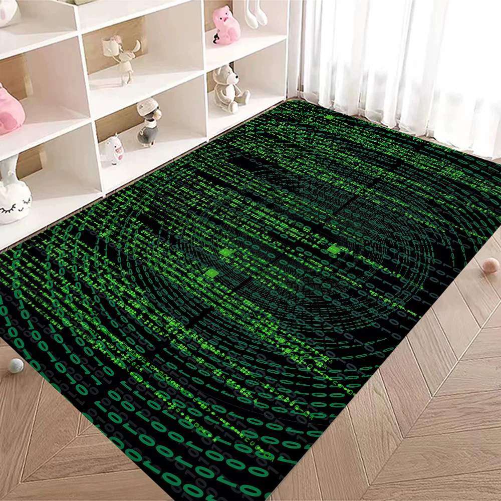Binary Code The Matrix Program Chart Hallway Carpet Washable Non-Slip Living Room Sofa Chairs Area Mat Kitchen Doormat Area Rug 6
