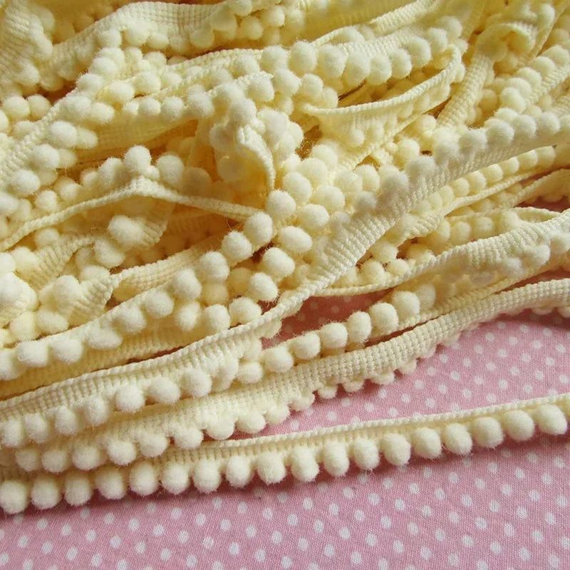 Lace ribbon lace garment accessories lace sewing supplies lace accessories lace sewing accessories pom pom trim Wool ball lace Fringe Trim 5mm PomPoms Trim Ball Fringe 5/10 Yards