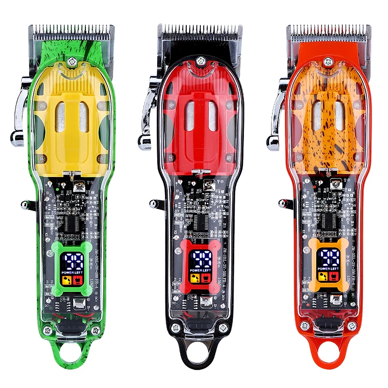 

Transparent Professional Barber Clippers Adjustable Best Haircut Machine Cordless Hair Trimmer Clipper