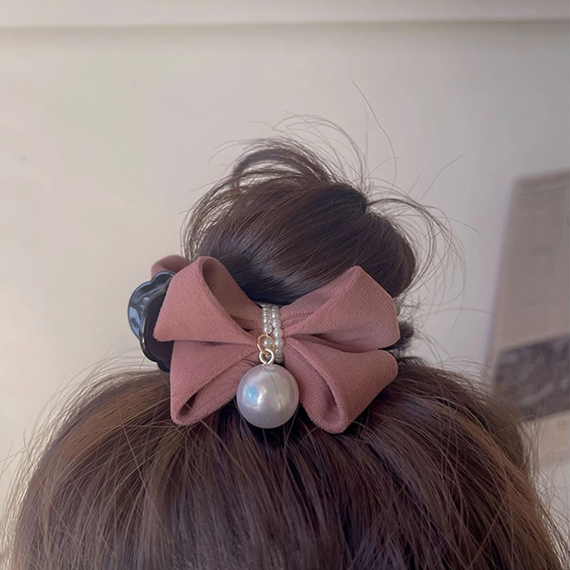 Korean Pearl Bow Hair Clip Hair Clip Fashion Back of The Head